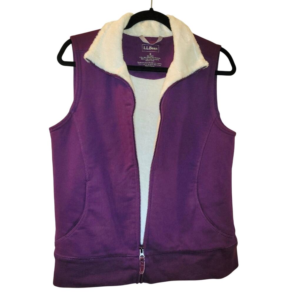 L.L. Bean Womens Fleece Lined Vest Purple Size S Winter Warm Layers
